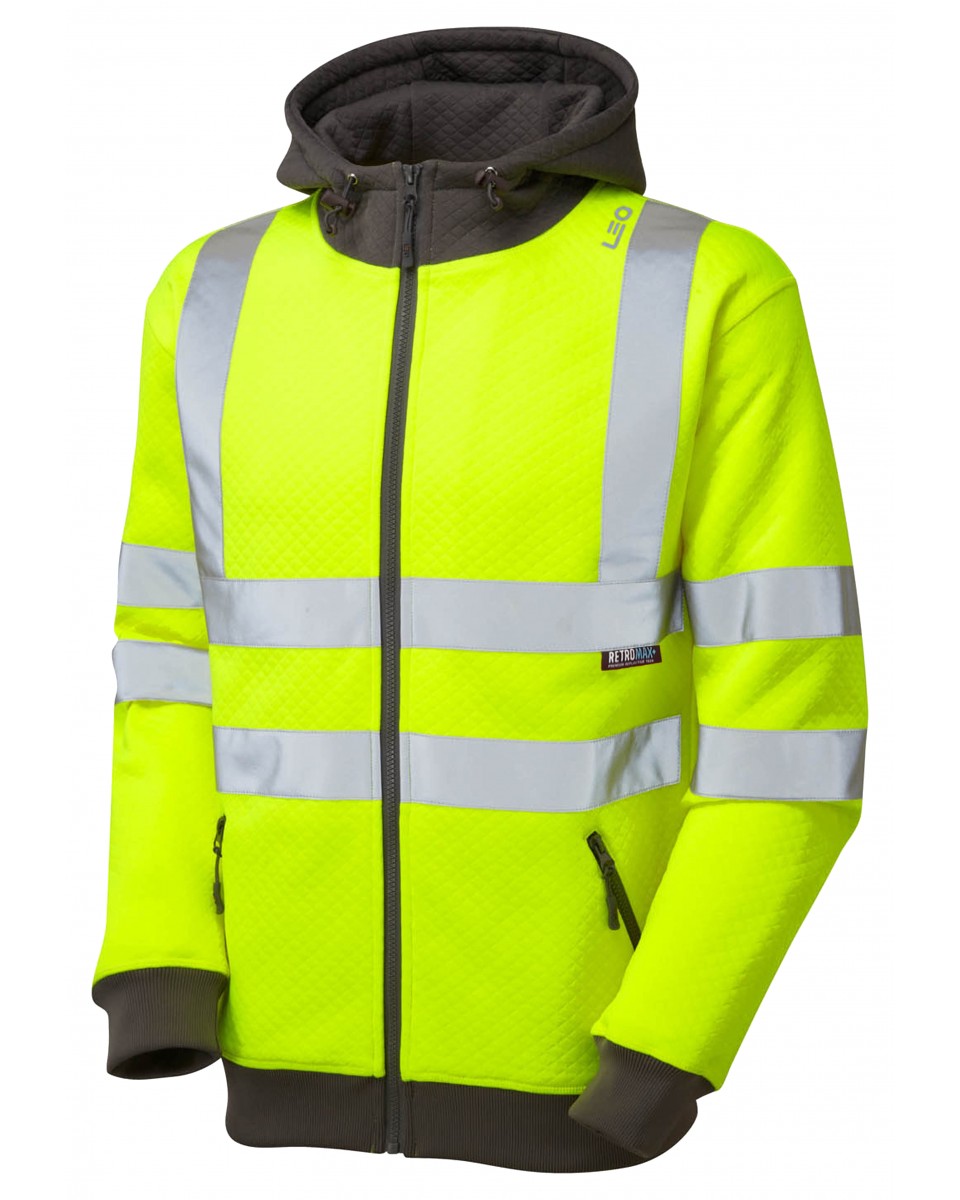 ISO 20471 Class 3 Full Zip Hooded Sweatshirt Yellow